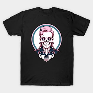 Fun Pink Retro Rockabilly Skeleton T-Shirt